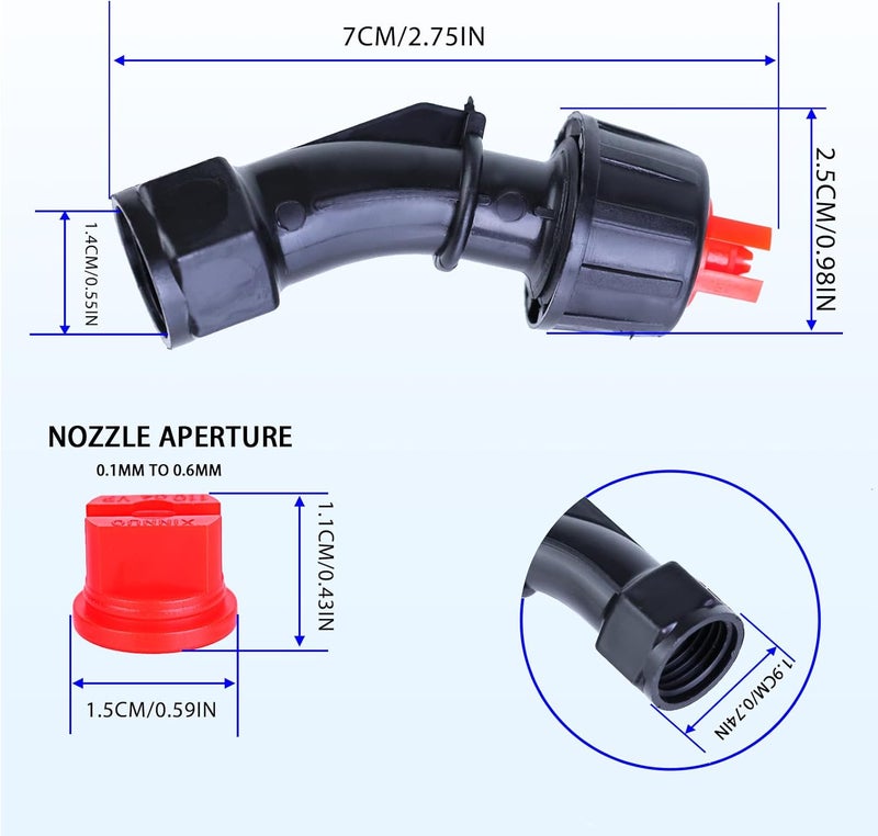 FOJOO 110°Flat Fan Spray Nozzles, 7PCS 0.1–0.6mm Sprayer Nozzle Tips, for the Replacement Boom Pump Sprayer Knapsack, Garden & Agricultural Tank Spraying Equipment-Check Thread Size Before Purchase - Image 2